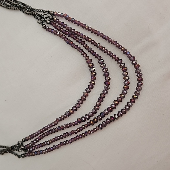 Four Strand Iridescent Glass Bead Necklace - Picture 3 of 7